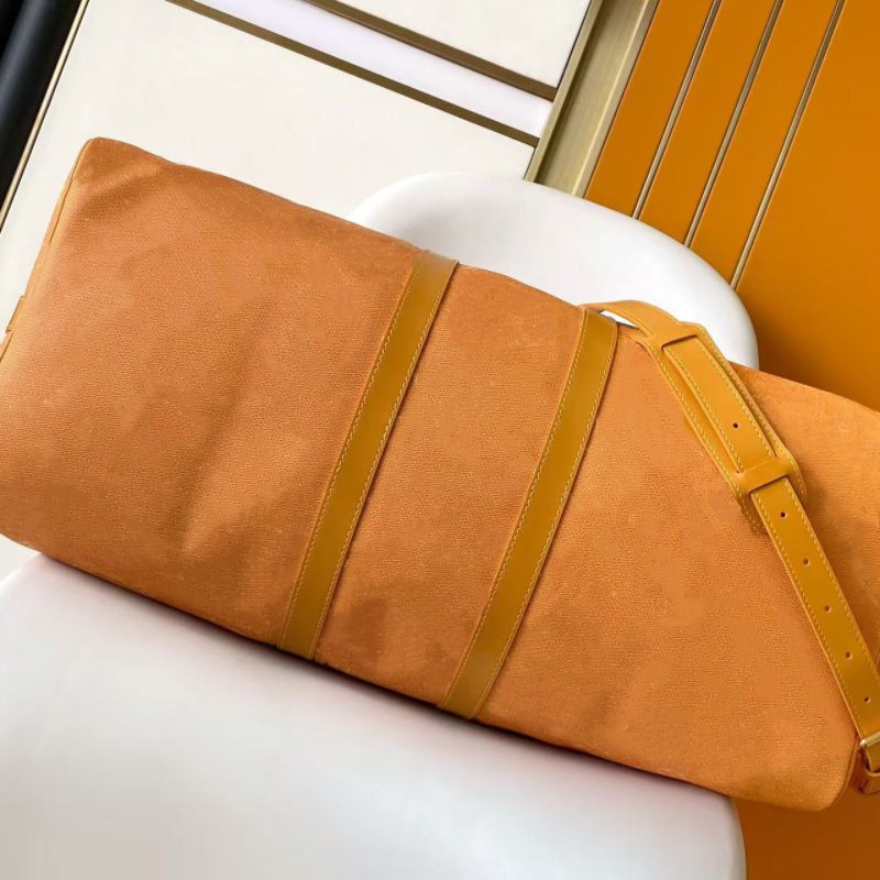 10A Top of the line origina duffle bagl designer bag 55cm travel bag with classic coated canvas side straps designer fabric lining and top leather handle