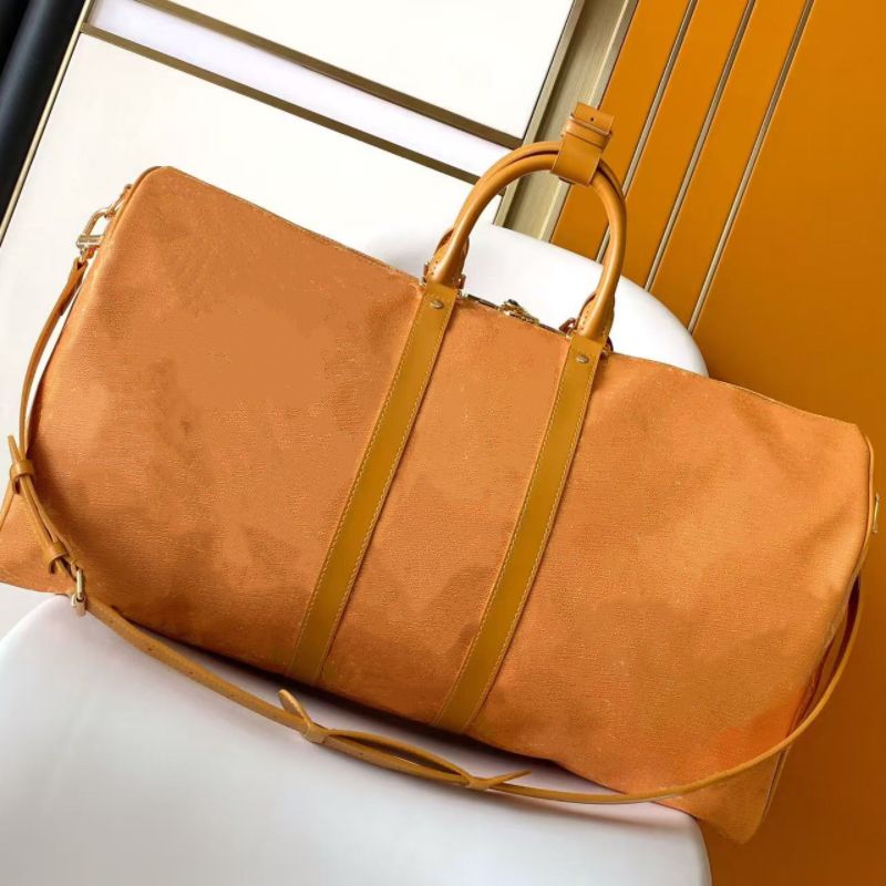 10A Top of the line origina duffle bagl designer bag 55cm travel bag with classic coated canvas side straps designer fabric lining and top leather handle