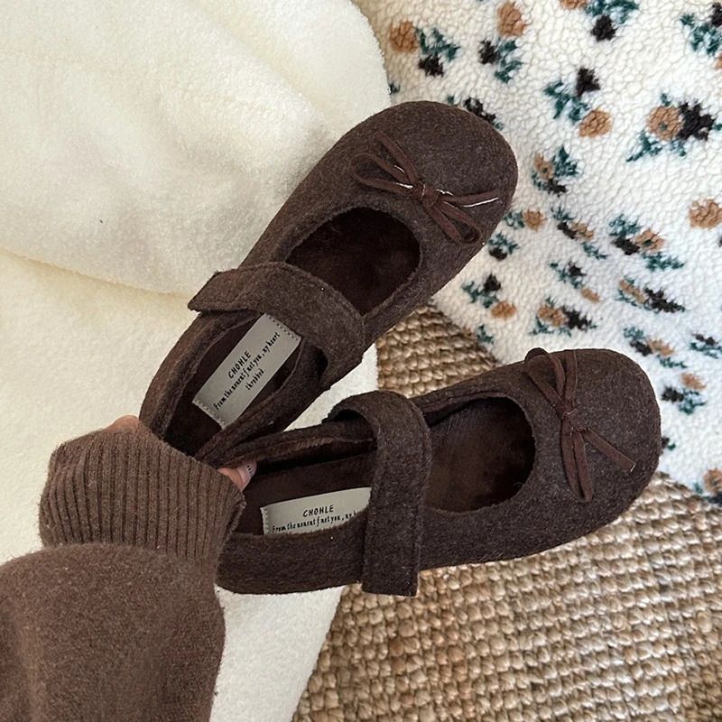 Scarpe basse da donna autunnali in tessuto di lana, alla moda, comode e calde, in cotone e pelliccia, per esterni 251121_voghion.com