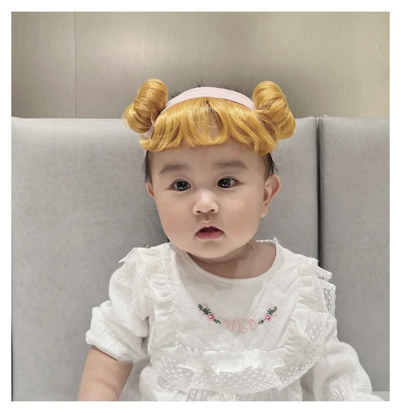 Cute Hair Accessories Infant Baby Girl Gold Balls Wig view 2