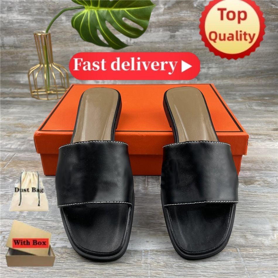 with box slippers designer womens slides flat sliders sandals shoes summer woman sandale ladies casual outside slipper sandal beach leather best quality