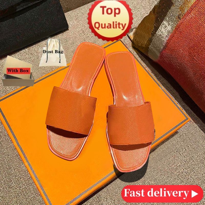 with box slippers designer womens slides flat sliders sandals shoes summer woman sandale ladies casual outside slipper sandal beach leather best quality