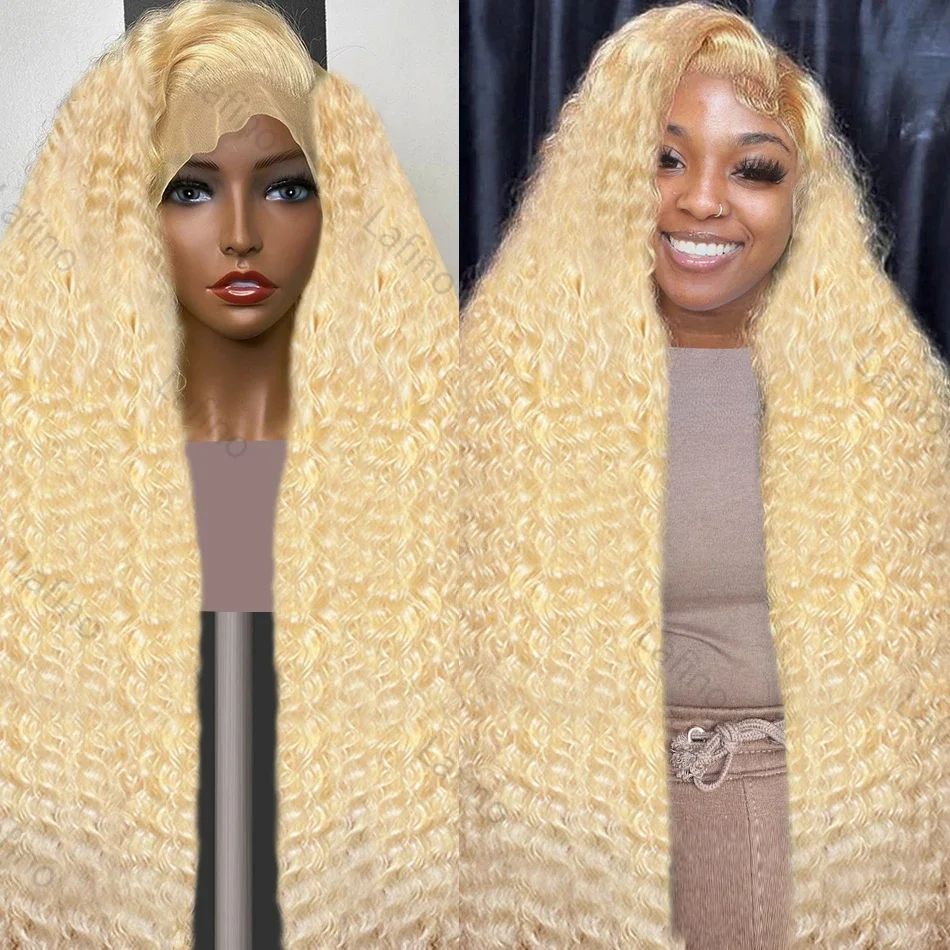 40 Inch 613 Honey Blonde Color Curly Human Hair Wig view 2