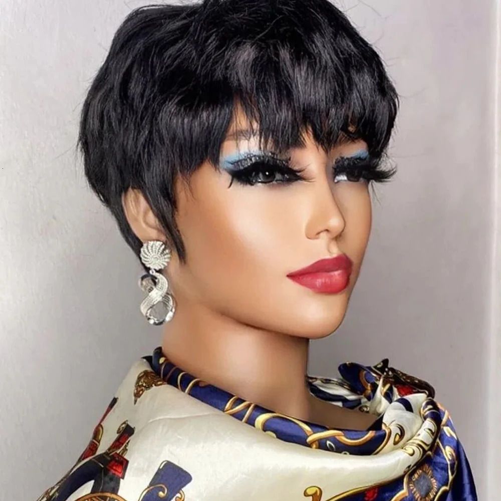 Brown Pixie Cut Deep Wave Wig view 3