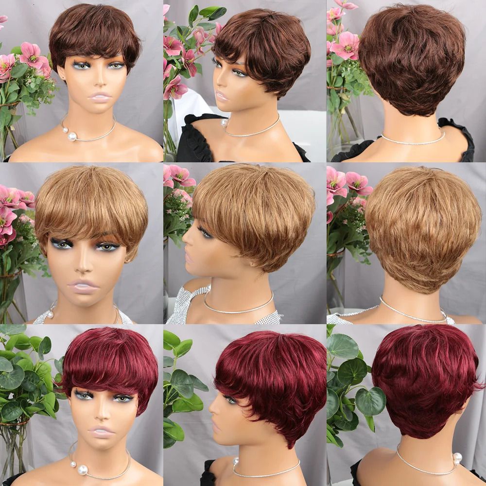 Brown Pixie Cut Deep Wave Wig detail view 1