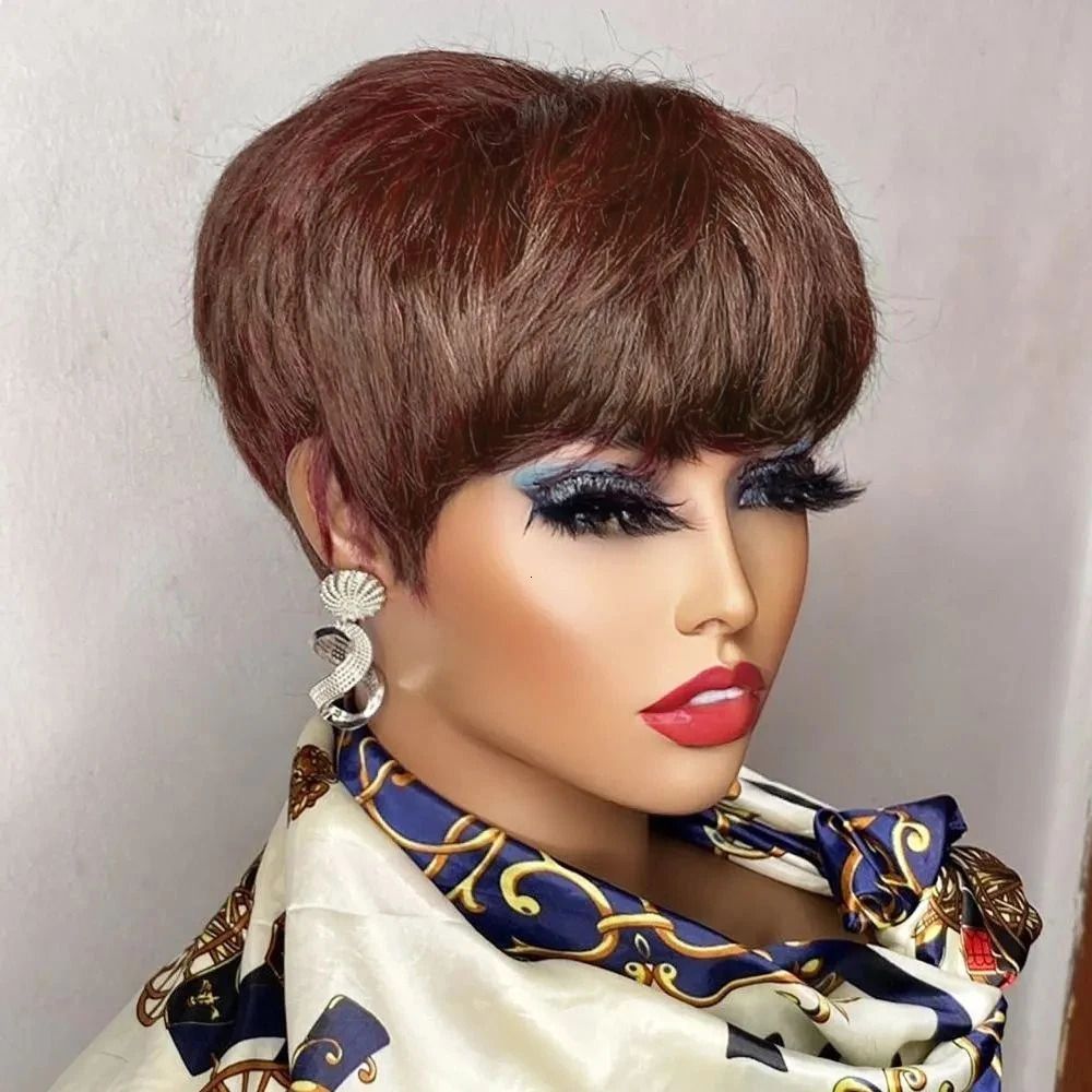 Brown Pixie Cut Deep Wave Wig view 2