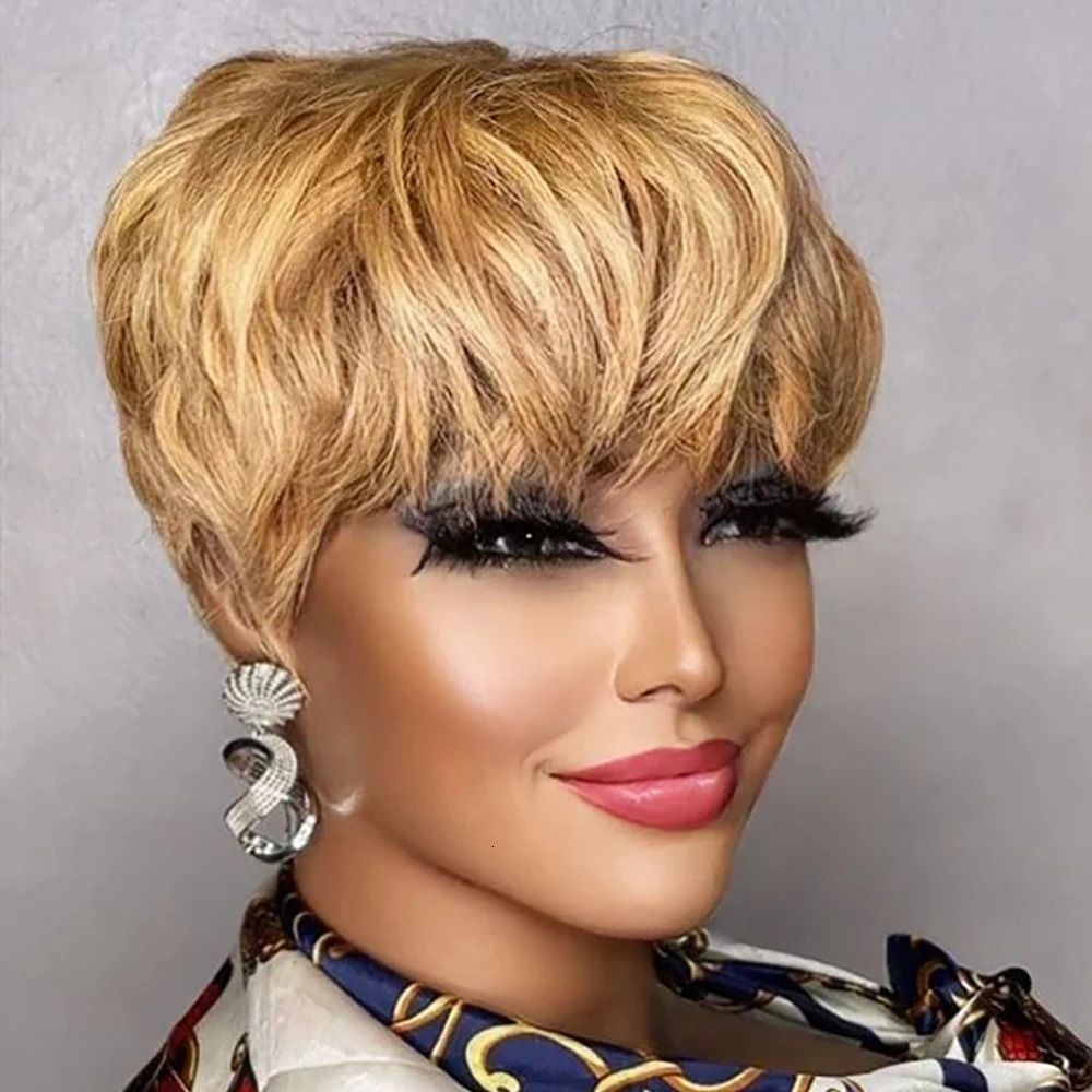 Brown Pixie Cut Deep Wave Wig
