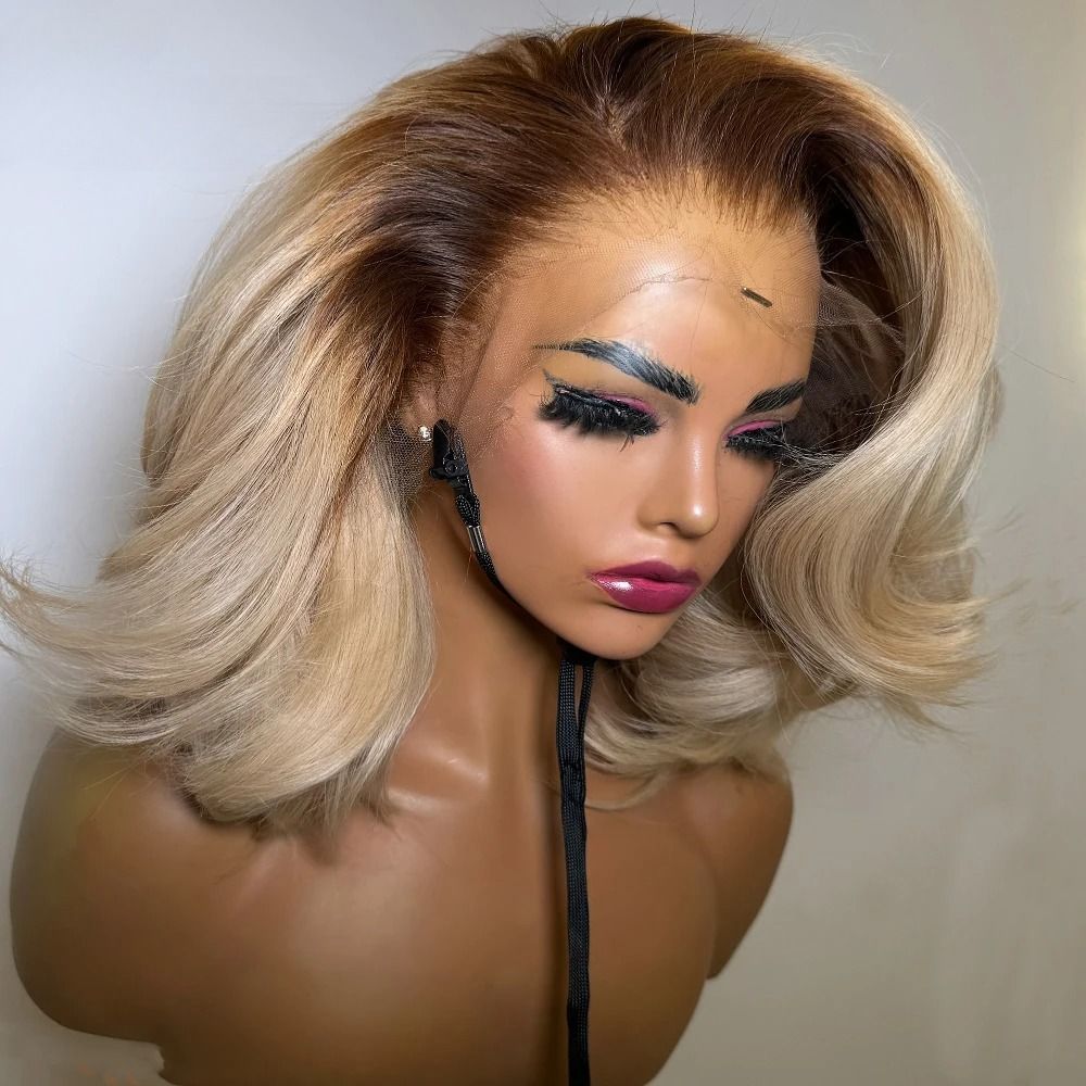 Honey Blonde Short Bob Body Wave Wig view 2
