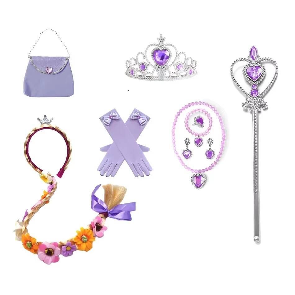 Rapunzel Accessories Gloves Wand Crown Jewelry Set Kid Wig view 3
