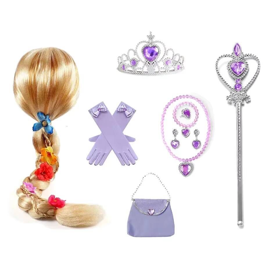 Rapunzel Accessories Gloves Wand Crown Jewelry Set Kid Wig view 2
