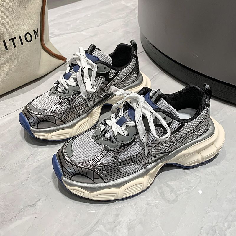 Designer New Mesh Breathable Casual Couple With Thick Sole Lace Up Fashionable And Stylish Sports Shoes For Women Size_vogvips.com