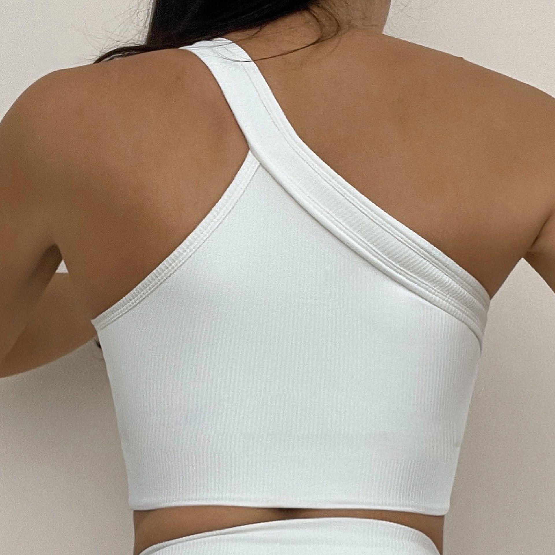 Optical White One-Shoulder Bra