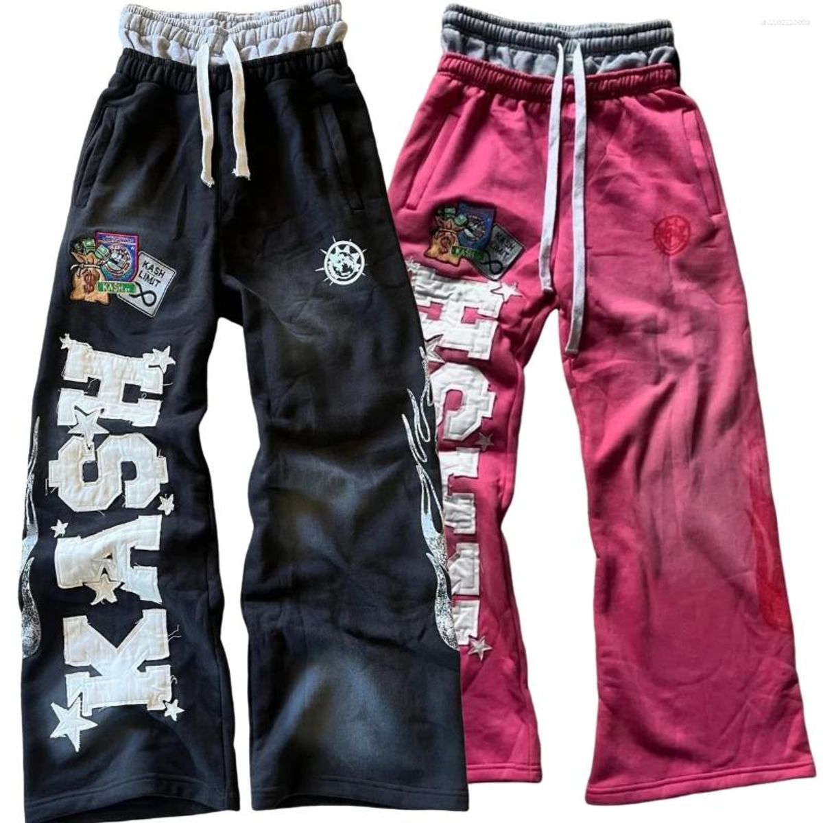 Men's Pants American Letter Patch Retro Double Layer Design Y2K Baggy Sweatpants Men Hip Hop Gothic Elastic Waist Jogging Casual