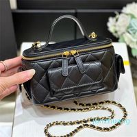 Designer - Cosmetic Leather Handbag Black Shoulder Delicate W...
