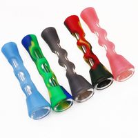 Silicone Smoking Pipe Glass Bongs 3. 4 inches Cigarette Hand ...