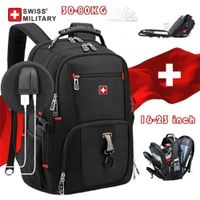 SWISS 17" Laptop Backpack Waterproof USB Charge Port Swiss-style Multifunctional Rucksack Schoolbag Mochila Hiking Travel Bag