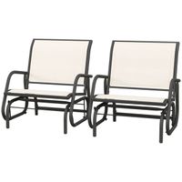 2PCS Outdoor Glider Chair-Cream White