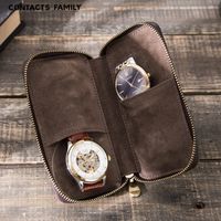 Watch Boxes & Cases 100% Genuine Leather Retro Creative Zipp...