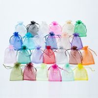 7*9 cm Organza Jewelry Packaging Bags Xmas Gift Wedding Party Candy bag Sheer Gauze Drawstring-bag Solid color cosmetic yarn-bag T9I002444