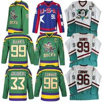 Wholesale The Green Might Ducks Movie Hockey Jersey CONWAY#99 Goalie Cut  Size From m.