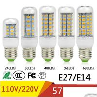 Led Bulbs E27 E14 24W Smd5730 Lamp 7W 12W 15W 18W 220V 110V Corn Lights Bbs Chandelier 36 48 56 69 72 Leds Drop Delivery Lighting Tube Dhbgo