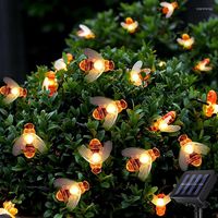 Strings 7M Solar Lights String 50 LEDs Honey Bee Shape Garland Fairy Lighting For Outdoor Lawn Garden Fence Patio Christmas Decoration