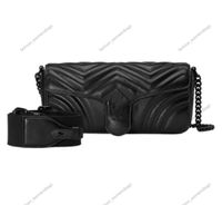7A designer Marmont Black Chain Bag Fashion Women Woming Borse Crossbody Borse Borse Cross Body Borse Luxury Wave Genuine Leather Borse Borse Borse 734814