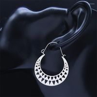 Boucles d'oreilles cerceaux en acier inoxydable India panier de fleurs géométrie des oreilles femmes couleurs argentées bijoux bijoux pendentie aro e9556s01