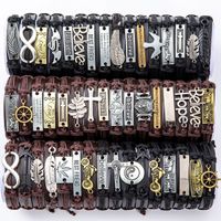 10pcs/Lot Mix Style Metal Leder Armreifen Armbänder für DIY Craft Fashion Schmuckgeschenk verstellbar 7-11inch LW5
