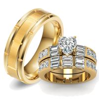 Solitaire Ring requintado casal s para mulheres de zirconia do coração Set Men Trendy Men Stoneless Sheel Fashion Jewelry Lover 230103