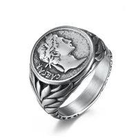 Solitaire anel Roman Gaius Julius Caesar Head S vintage Coin Jules de aço inoxidável para homens jóias guerreiras masculinas 230103
