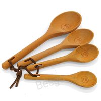 4pcs Medici￳n de la madera Herramientas de cuchara Cocina Cocina de az￺car Spoons Spoons Baking Miding Miding 4 PCS/Set Coffee T￩ de caf￩ BH8181 TQQ