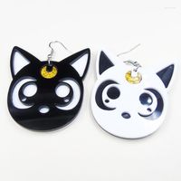 Dangle Earrings Cartoon Harajuku anime Moon Black Cat جميل Cosplay إسقاط المجوهرات الأكريليك للنساء الموضة