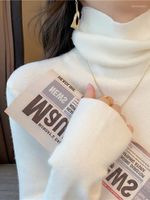 Kadın Tişörtleri Kadın Kazak Güz 2023 Giyim Kıyafet Külotu Kadın Örgü Sıska Sıska Üstler Gevşek Zarif Örgü Dış Giyim Kalın İnce