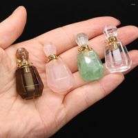 Подвесные ожерелья натуральный каменный духи бутылка чистый/розовый/зеленый кристалл для ювелирных изделий изготовление DIY REIKI HEAL Женщины Ожерелье