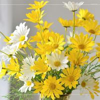Dekorative Blumen 8pcs 50 cm künstlich weiße Gänseblümchen Blumenstrauß DIY Vase Home Wohnzimmer Dekoration Hochzeits Geburtstagsfeier falscher Supplie