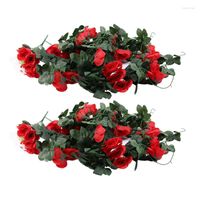Dekorative Blumen künstliche Rose gefälschte Hänge Pflanze Wand Heimbalkonkorb Dekorpack von 2