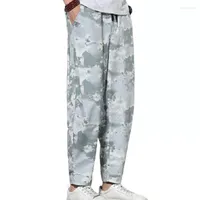 Calças masculinas confortáveis ​​casuais soltas de camuflagem reta de perna harém de qualidade premium masculino de calça masculina estilo chinês