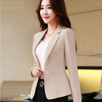 Kadın Suit Siyah Kadınlar Blazer 2023 Resmi İnce Blazers Lady Office Work Ceket Ceket Kadın Çentikli Femme Q84