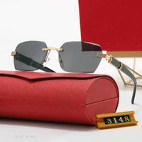 Óculos de sol para homens moda masculina designer sem aro de madeira branca carti de sol