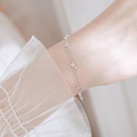 Bracelets de liaison Bling Star Simple Zircon Rose Gold Color Silver Bracelet pour les femmes Bijoux de luxe Corée Donny Cadeau