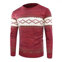 Sweaters para hombres Agrupo cálido para hombres Capas de invierno Jackets masculino otoño y casual estampado de cuello manga larga