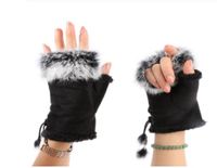 Fashion Women039s Faux Rabbit Fur Hand Wrist Warmer Half Fin...