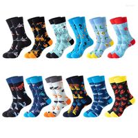 Meias masculinas Autumn e Winter Tide Ocean Animal Cotton Cotton Simple Youth Tube Lovers Sports For Men Long Stockings