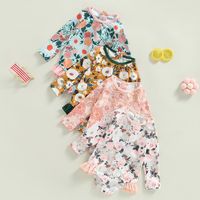 S Mode 2023 Sommer Kleinkind geborene Baby Girl Badeanzüge Blumendruck Langarm Reißverschluss Pullover Bodys