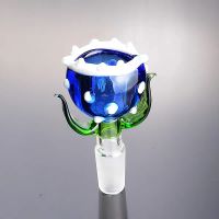 Tazones de vidrio de flores can￭bales azules de 14 mm 18 mm macho para taz￳n para taz￳n piezas de agua bongs plataformas de aceite dab que fuman tuber￭as