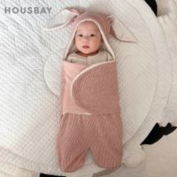 Decken Swaddeln geboren 0 6 Monate Säugling Anti -erschreckend Süßes Kaninchen -Ohr -Ohr -Swaddle -Wrap -Strick -Kleinkind Nachtwäsche 230106