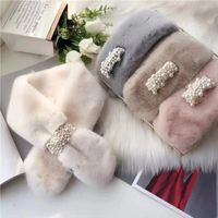 Sciarpe donne inverno sciarpa calda perle perle petto di petto di pettorale addensano imitazione pelliccia di scialle scalda bufanda bufanda