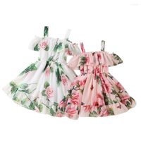 Kız elbiseler yaz çocuklar bebek elbise kolsuz baskı çiçek bebek prenses 25