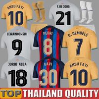 22 23 Pedri Gavi Soccer Jersey Lewandowski FC Ferran Camiseta de Futbol Auba Raphinha 2022 2023